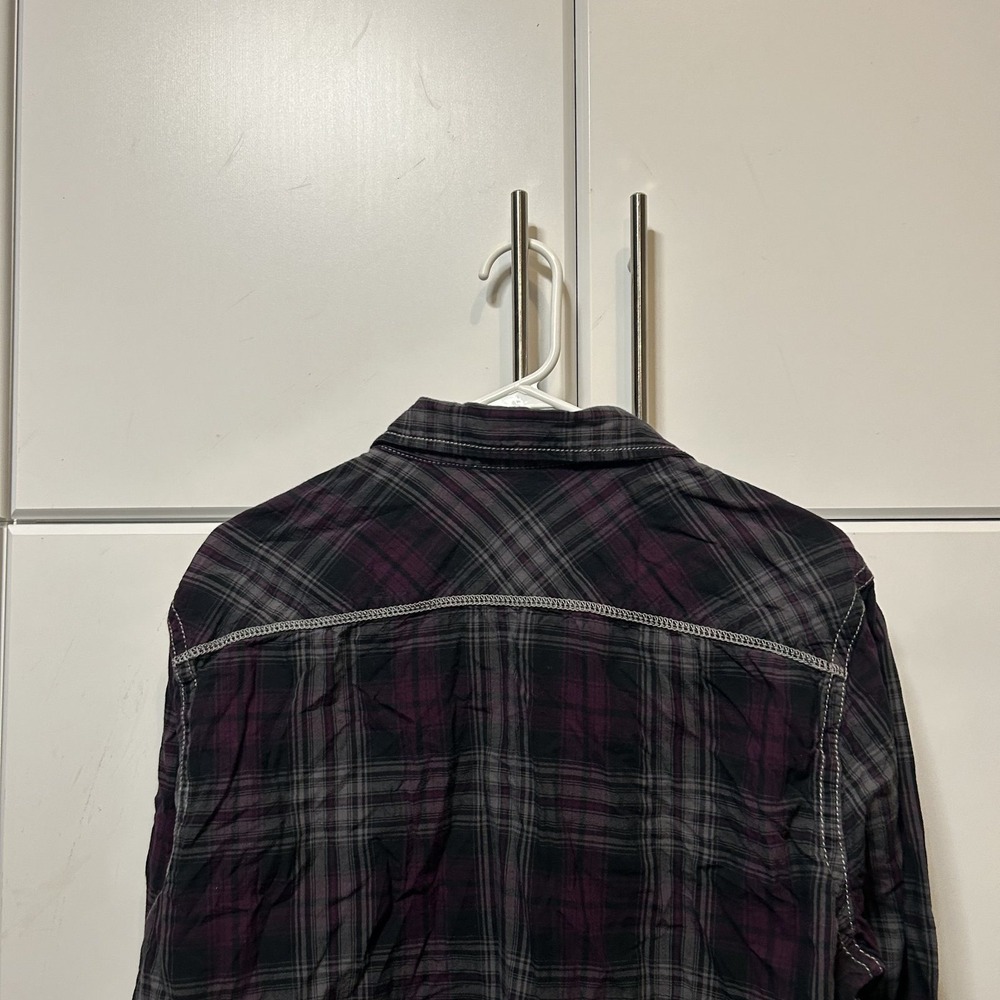 Route 66 Mens Purple Black Plaid Long Sleeve Button Down Shirt Large Western - Picture 8 of 12